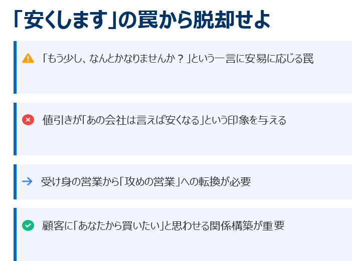 「安くします」のわなから脱却せよを詳細に図解